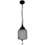 1 - Light Black/Chrome Cylinder Crystal LED Pendant Light, 7.3" Dining Room Light Fixtures Kitchen Island Light