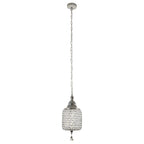 1 - Light Black/Chrome Cylinder Crystal LED Pendant Light, 7.3" Dining Room Light Fixtures Kitchen Island Light