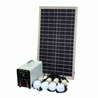 25W Off-Grid Solar Lighting System with 4 LED Lights, Solar Panel and Battery
