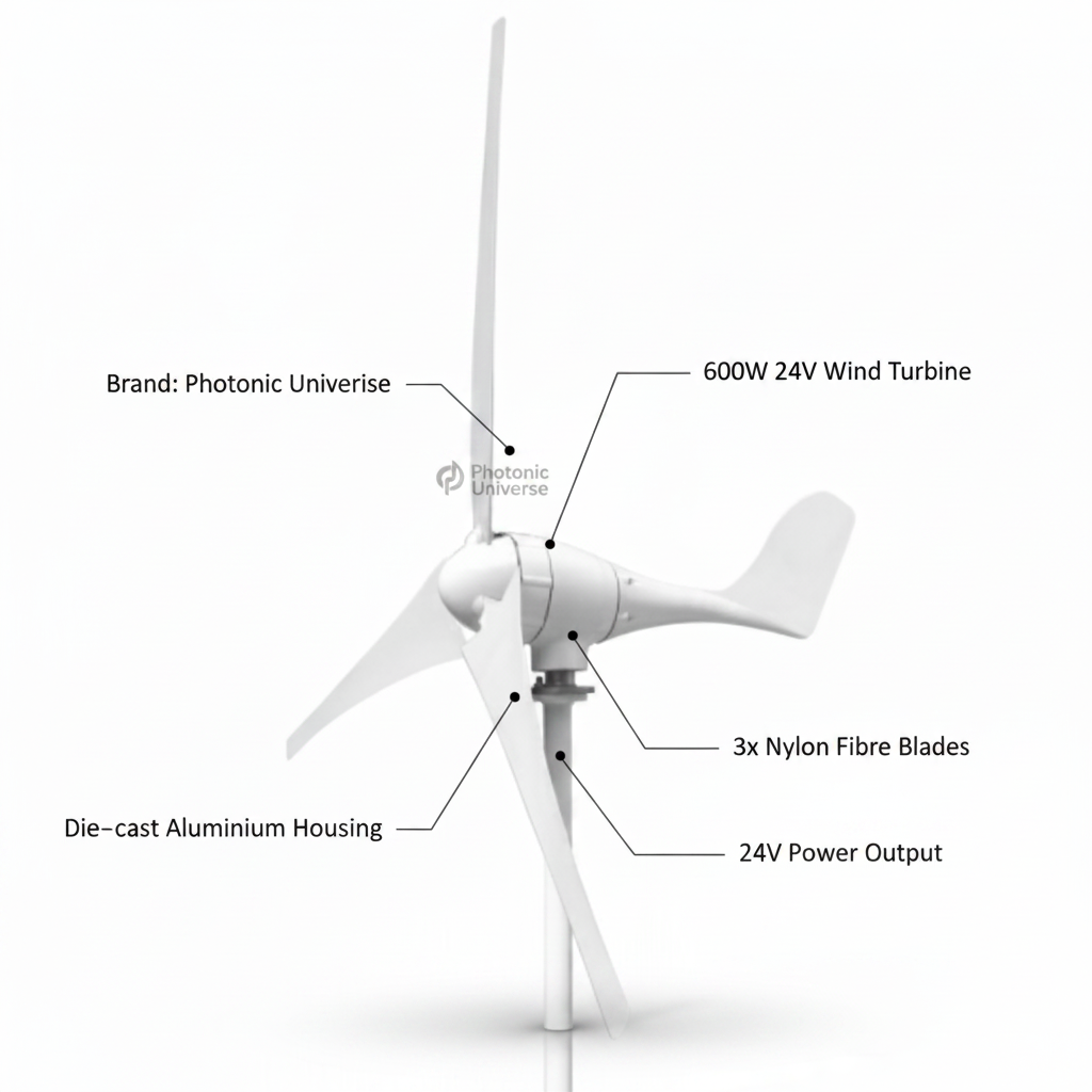 600W 24V Wind Turbine Generator 3-Blade Marine Off-Grid Power SKU WTJ600-24