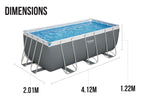 13.6ft x 6.7ft x 48in Dark Grey Rectangle Power Steel Above Ground Pool Set