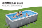 13.6ft x 6.7ft x 48in Dark Grey Rectangle Power Steel Above Ground Pool Set