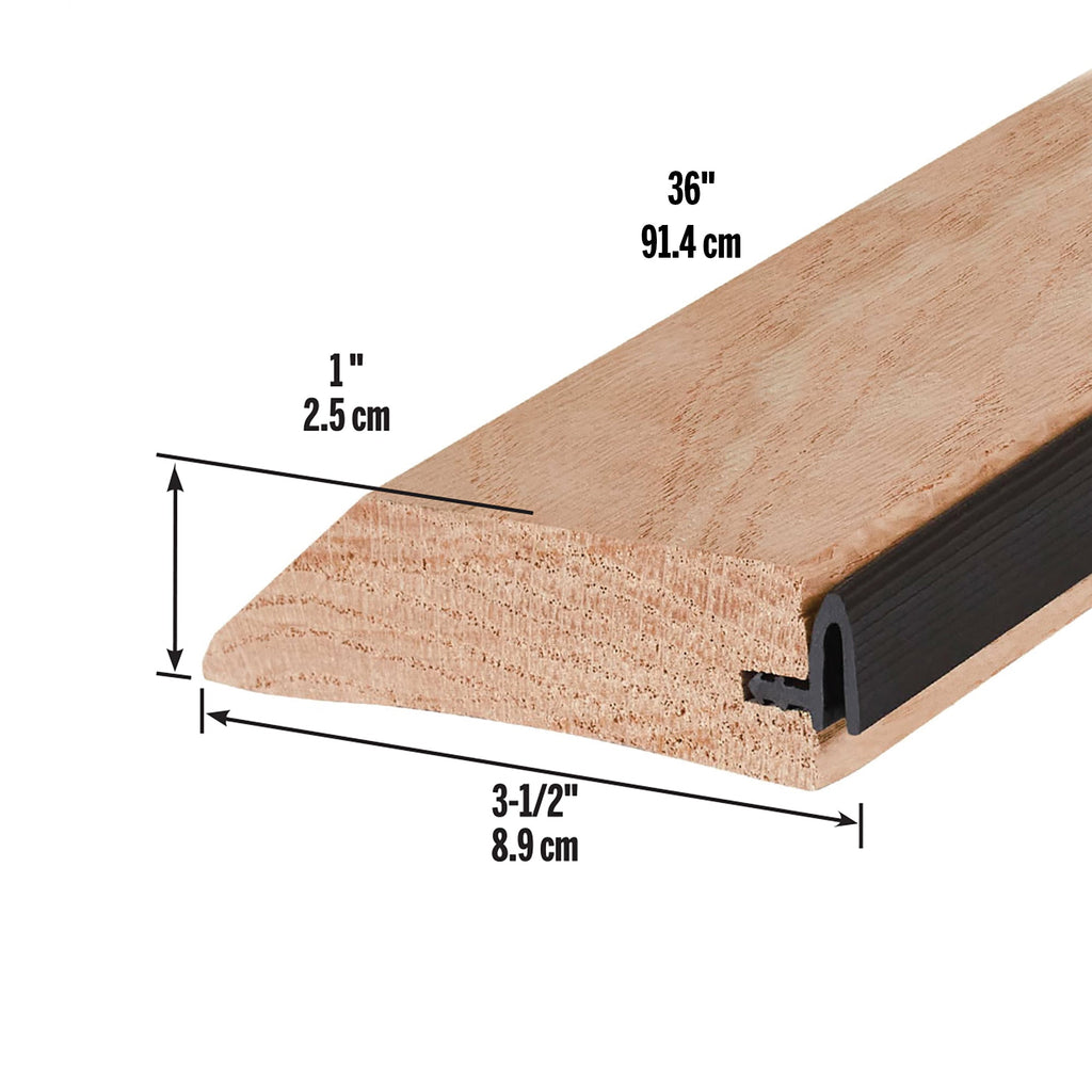 3-1/2 in. x 1 in. x 36 in. Natural Hardwood and Vinyl High-Profile Outswing Door Threshold
