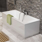 iBathUK Strava Double Ended Rectangular Acrylic Bathtub with Adjustable Feet, Modern White Gloss Bathroom Tub, 1700 x 750mm