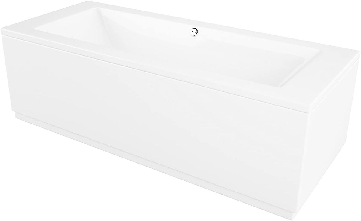 iBathUK Strava Double Ended Rectangular Acrylic Bathtub with Adjustable Feet, Modern White Gloss Bathroom Tub, 1800 x 800mm
