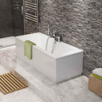 iBathUK Strava Double Ended Rectangular Acrylic Bathtub with Adjustable Feet, Modern White Gloss Bathroom Tub, 1800 x 800mm