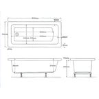 iBathUK Arvon Single Ended Rectangular Acrylic Bathtub with Adjustable Feet, Modern White Gloss Bathroom Tub, 1600 x 700mm