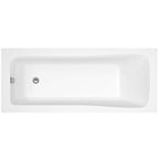 iBathUK Arvon Single Ended Rectangular Acrylic Bathtub with Adjustable Feet, Modern White Gloss Bathroom Tub, 1700 x 750mm