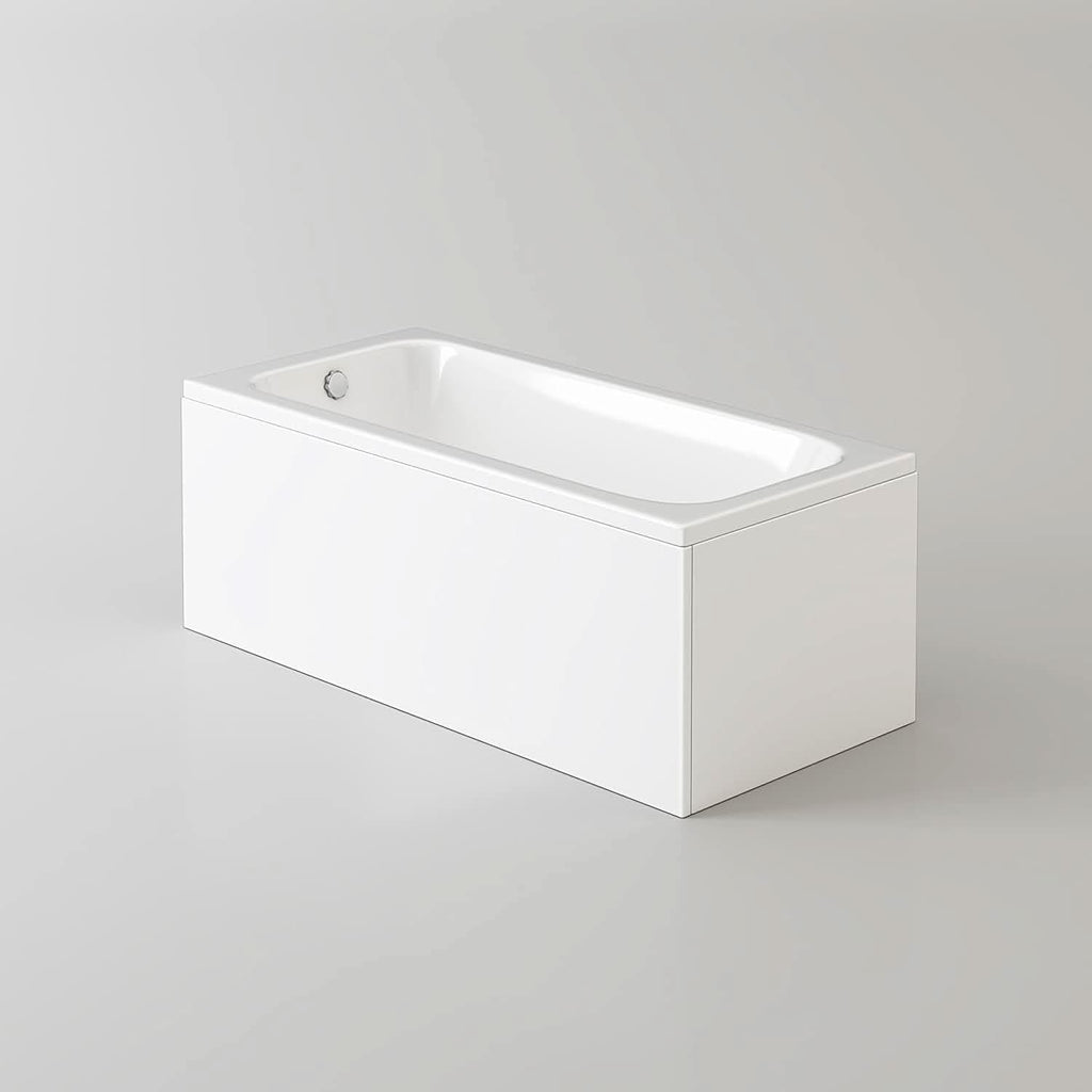 iBathUK Arvon Single Ended Rectangular Acrylic Bathtub with Adjustable Feet, Modern White Gloss Bathroom Tub, 1700 x 750mm