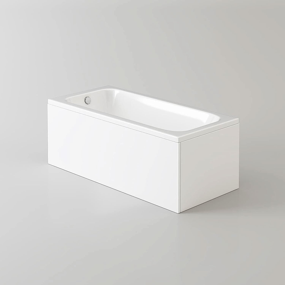 iBathUK Arvon Single Ended Rectangular Acrylic Bathtub with Adjustable Feet, Modern White Gloss Bathroom Tub, 1700 x 750mm