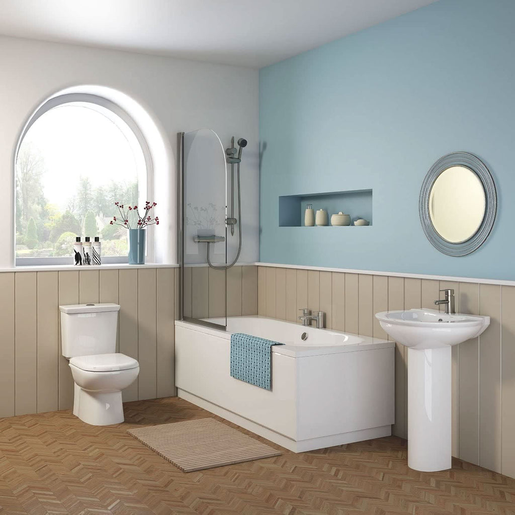 iBathUK Olira Double Ended Rectangular Bath with Rounded Interior, White Gloss Acrylic Bathtub, 1700 x 700mm