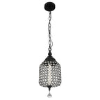 1 - Light Black/Chrome Cylinder Crystal LED Pendant Light, 7.3" Dining Room Light Fixtures Kitchen Island Light