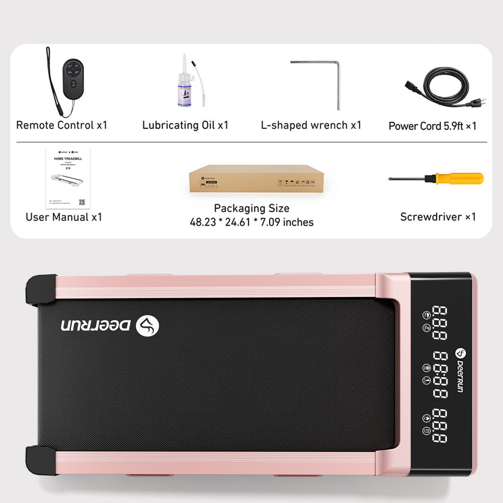 DeerRun Z10 12% Auto Incline Smart Walking Pad Treadmill with remote control Pink-Fat-burning & fitness friendly