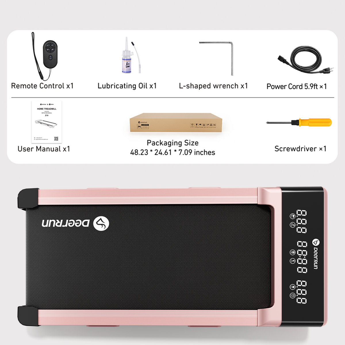 DeerRun Z10 12% Auto Incline Smart Walking Pad Treadmill with remote control Pink-Fat-burning & fitness friendly