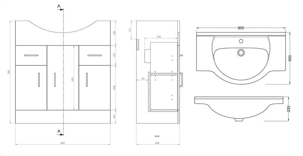 VeeBath Linx Vanity Unit and Compact Storage Combination Unit