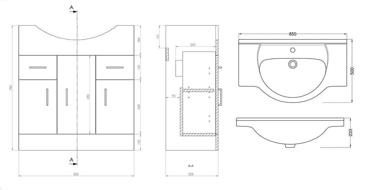VeeBath Linx Vanity Unit and Compact Storage Combination Unit