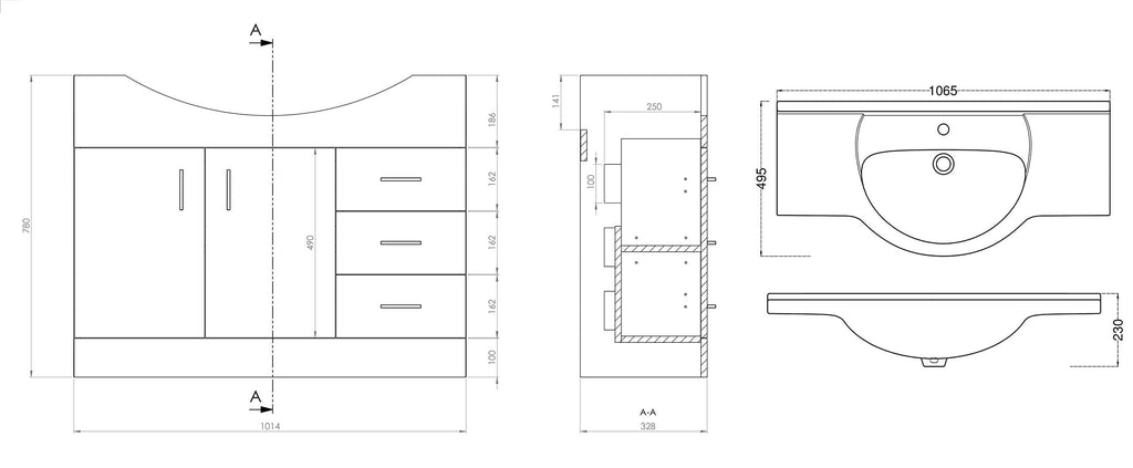 VeeBath Linx Vanity Unit and Compact Storage Combination Unit