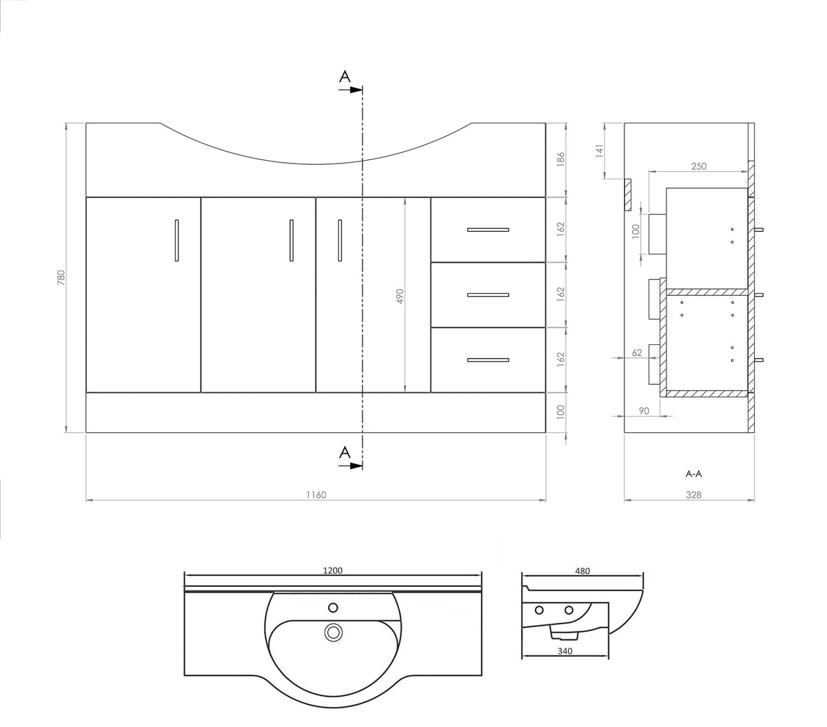 VeeBath Linx Vanity Unit and Compact Storage Combination Unit