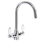 Astini Desire 1.5 Bowl White Ceramic Kitchen Sink with Waste and Colonial Tap