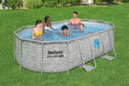 14ft x 39.5in Stone Print Oval Steel Pro MAX Above Ground Pool Set