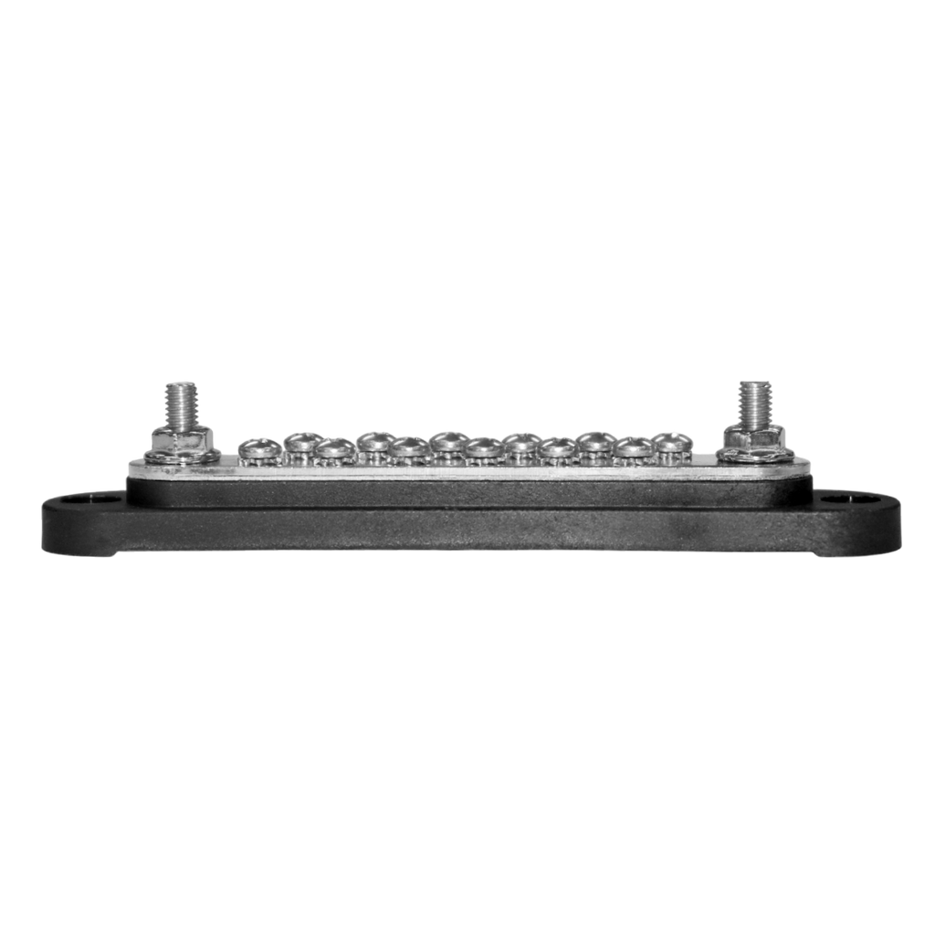 Exotronic 150A Black 2x M6 Stud Busbar with 12 Screws & Cover