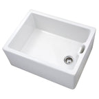Astini Belfast 100 1.0 Bowl White Ceramic Kitchen Sink with Strainer Waste