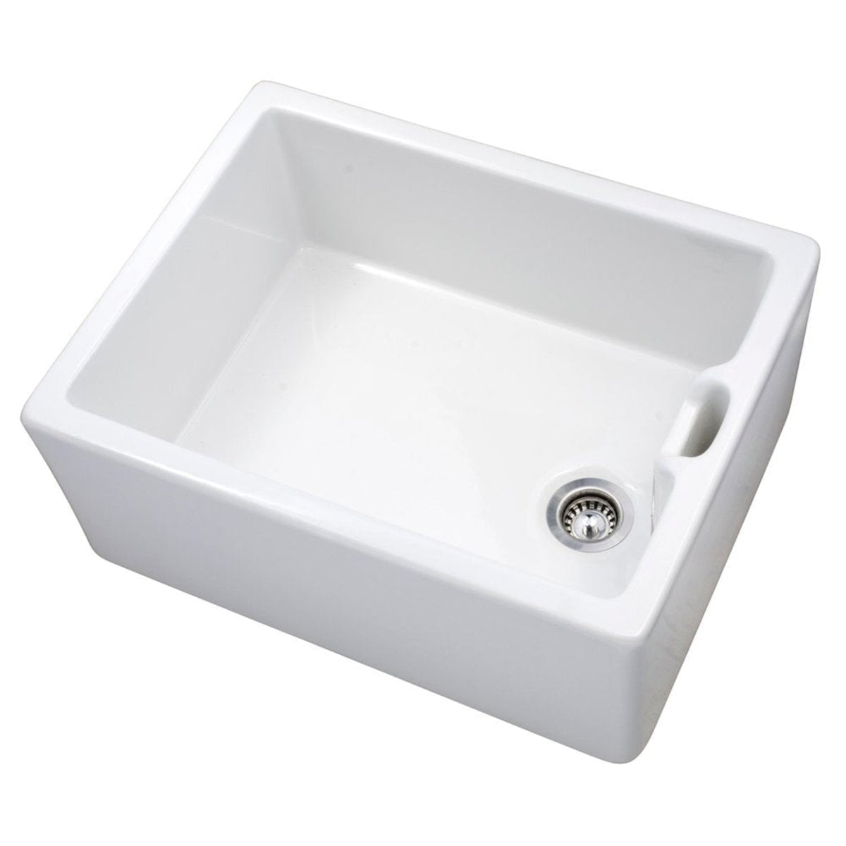 Astini Belfast 100 1.0 Bowl White Ceramic Kitchen Sink with Strainer Waste