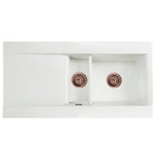 Astini Desire 150 1.5 Bowl Gloss White Ceramic Kitchen Sink with Waste Options