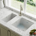Astini Hampton 50 0.5 Bowl White Ceramic Undermount Kitchen Sink with Waste