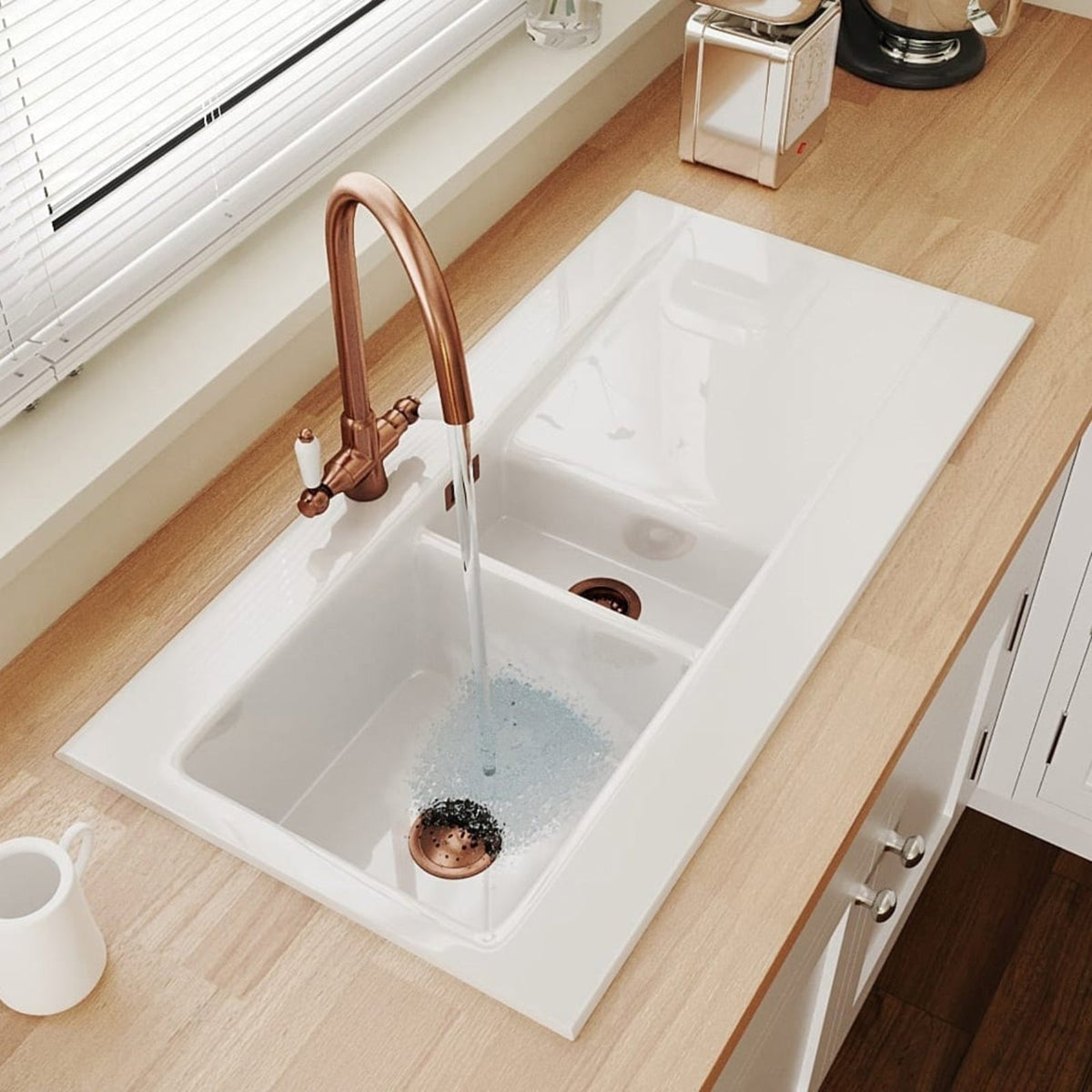 Astini Colonial Ceramic Handle Twin Lever Kitchen Mixer Tap in Classic Finishes