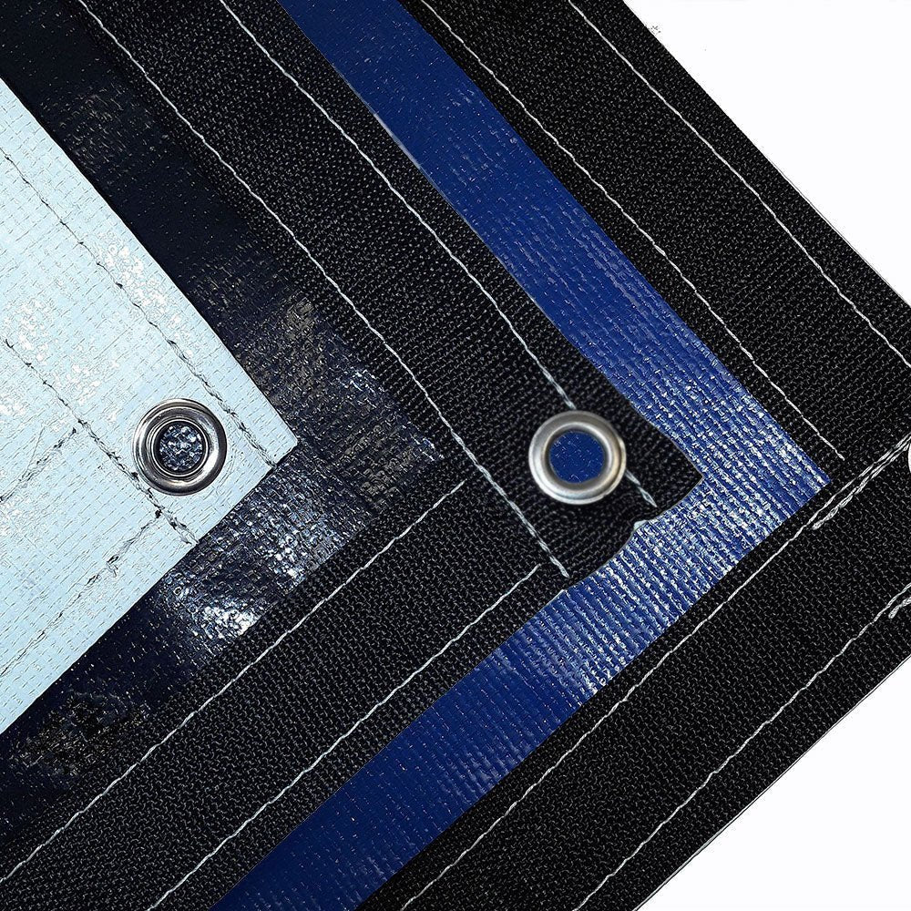 16 mil Poly Tarp — Extra Heavy Duty, Blue/White or Black/White, 120+ Sizes
