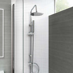 iBathUK Elevex 2 Way Shower Riser Rail Kit with Fixed Head, Handset & Diverter - Chrome