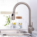 Kelso Pull Out Monobloc Single Lever Spring Kitchen Mixer Tap, Sink Brass Tap Mixers Swivel Spout with Hoses and Fittings - Chrome