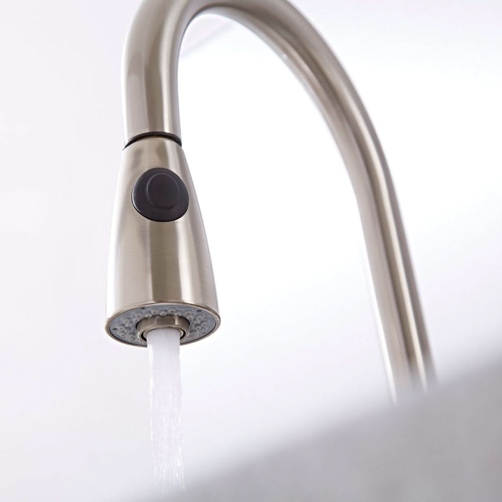 Kelso Pull Out Monobloc Single Lever Spring Kitchen Mixer Tap, Sink Brass Tap Mixers Swivel Spout with Hoses and Fittings - Chrome