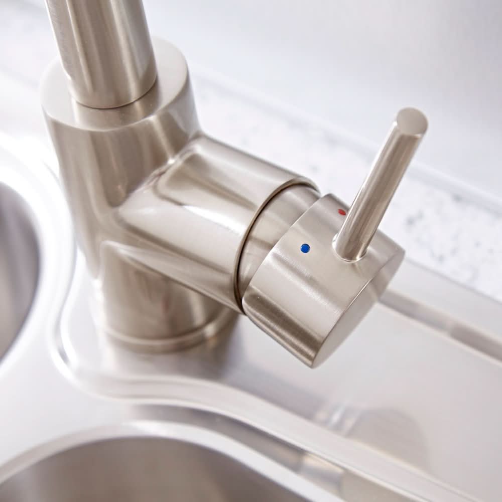 Kelso Pull Out Monobloc Single Lever Spring Kitchen Mixer Tap, Sink Brass Tap Mixers Swivel Spout with Hoses and Fittings - Chrome