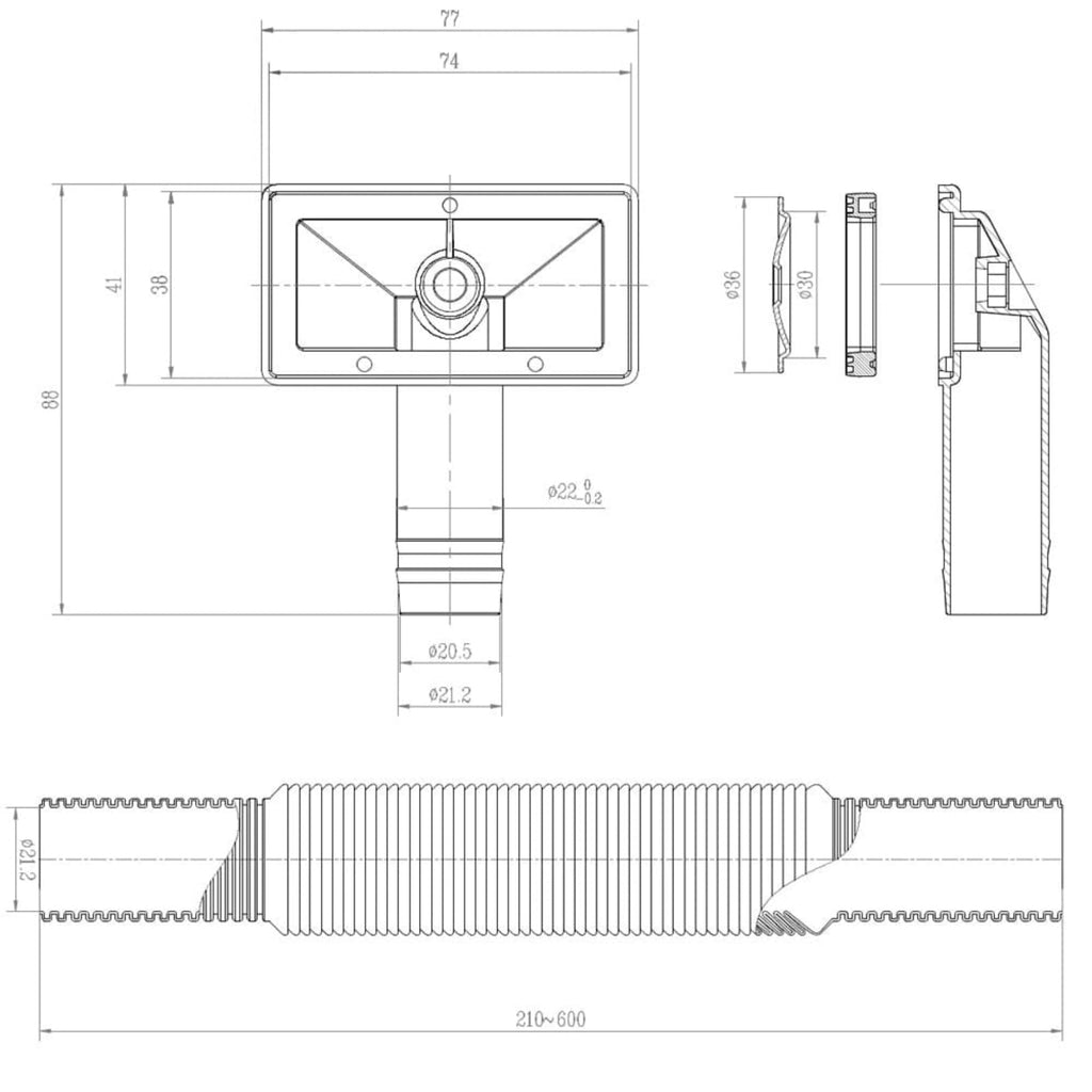 2x 90mm Waste and Round Overflow Set for Astini RAK Rangemaster Ceramic Sink
