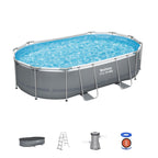 16ft x 42in Dark Grey Oval Steel Pro MAX Above Ground Pool Set
