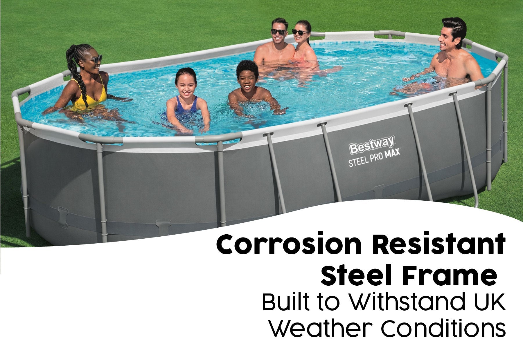 16ft x 42in Dark Grey Oval Steel Pro MAX Above Ground Pool Set