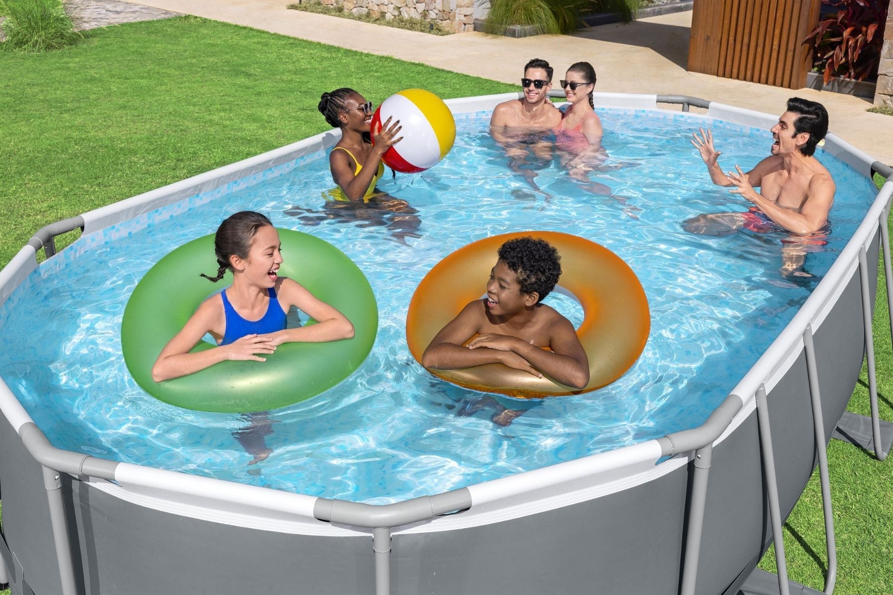 16ft x 42in Dark Grey Oval Steel Pro MAX Above Ground Pool Set