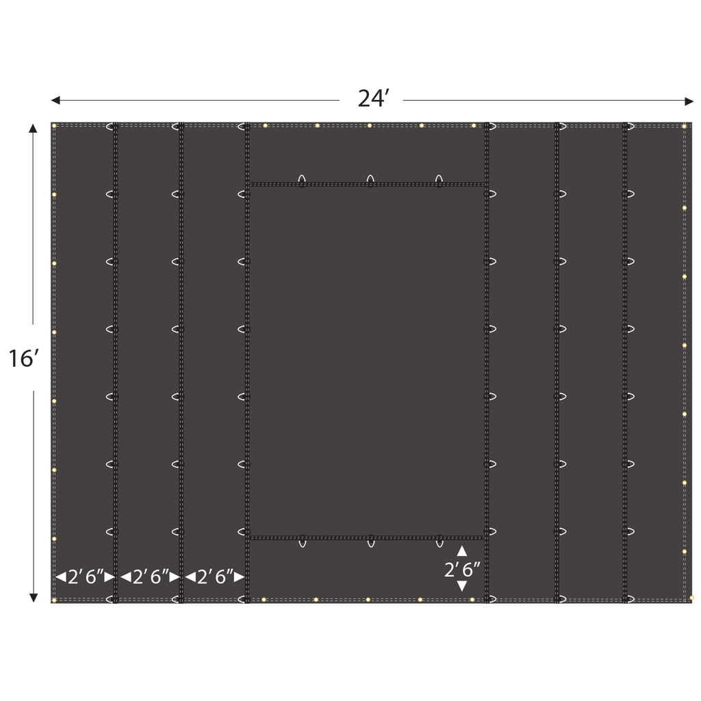 24' x 16' Lumber Middle Tarp with 8' Drops – 18 oz Vinyl