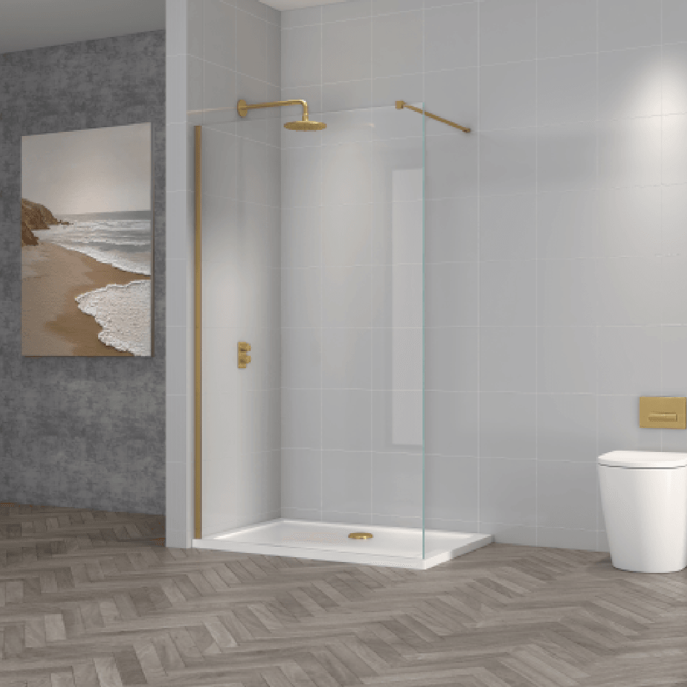 Astini T18 Brushed Brass 1100x1950x8mm Wetroom Panel