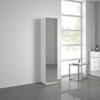 Gleam 2 Door Floorstanding Mirrored Tall Storage Unit - 1700mm x 350mm - Gloss White