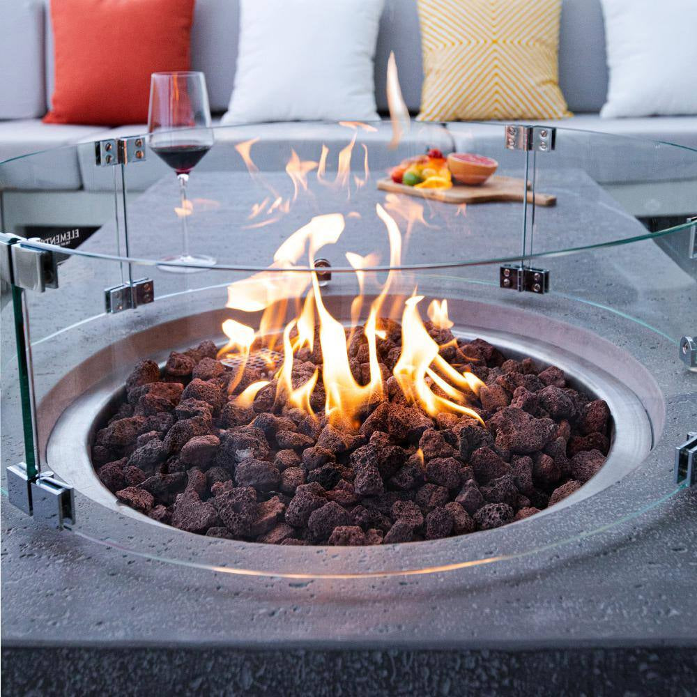 Metropolis 56-Inch Rectangular Concrete Propane Fire Table with Lava Rocks and Cover