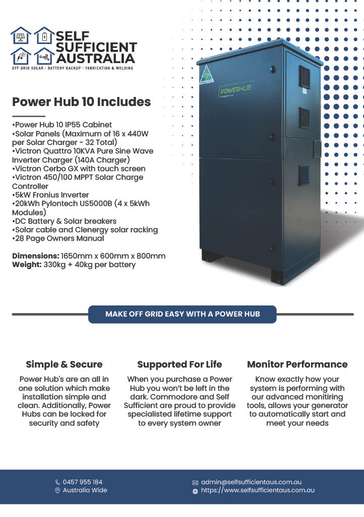 Power Hub 10 | Simple Installation | 10kVa Victron Inverter | 10 kW Solar | 20kWh Pylontech