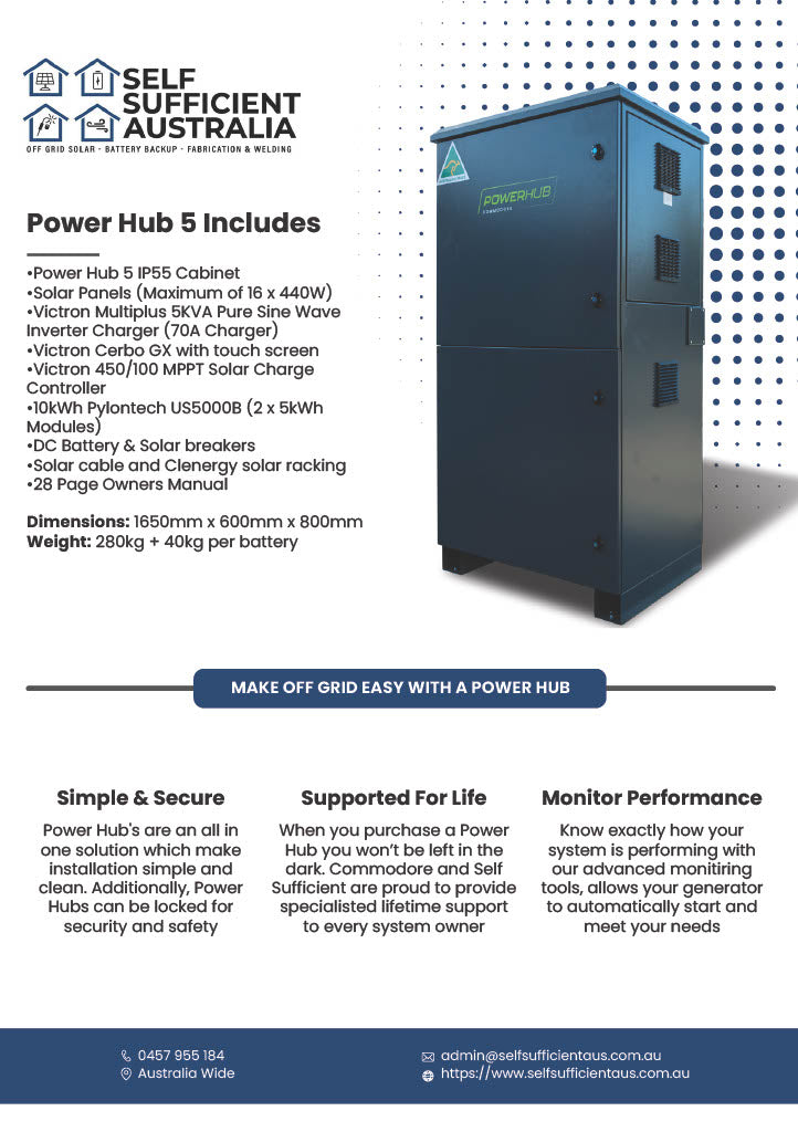 Power Hub 5 | Simple Installation | 5kVa Victron Inverter | 7kW Solar | Pylontech US5000B