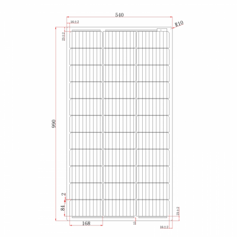 100W black semi-flexible fibreglass solar panel with round rear junction box and 3m cable, with durable ETFE coating