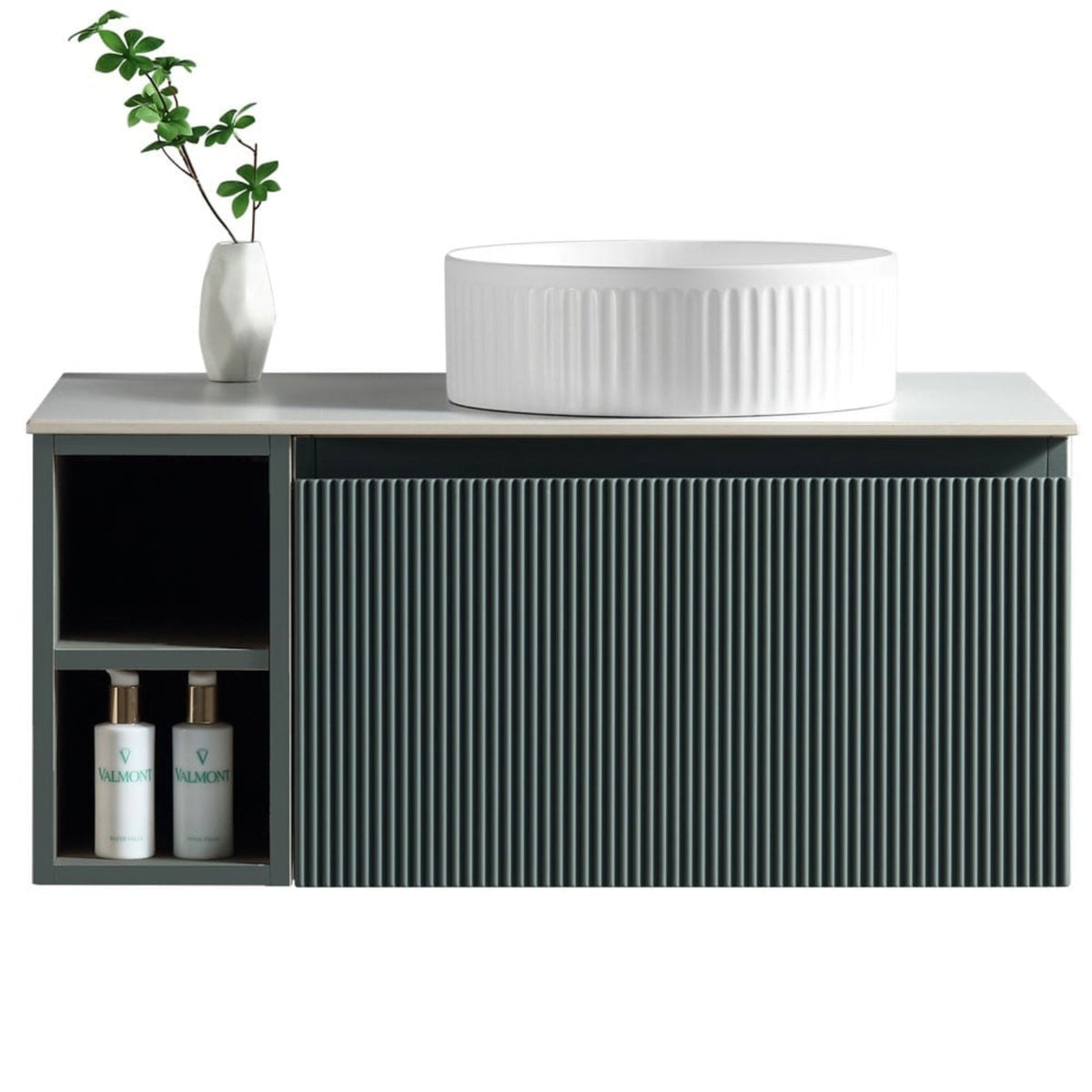 Astini Flauto 800mm Wall Hung Vanity Unit W/ LH Side Storage & RH Counter Top