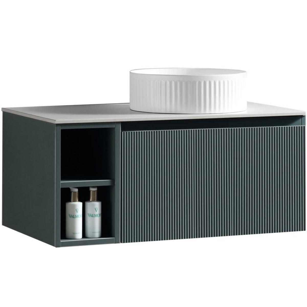 Astini Flauto 800mm Wall Hung Vanity Unit W/ LH Side Storage & RH Counter Top