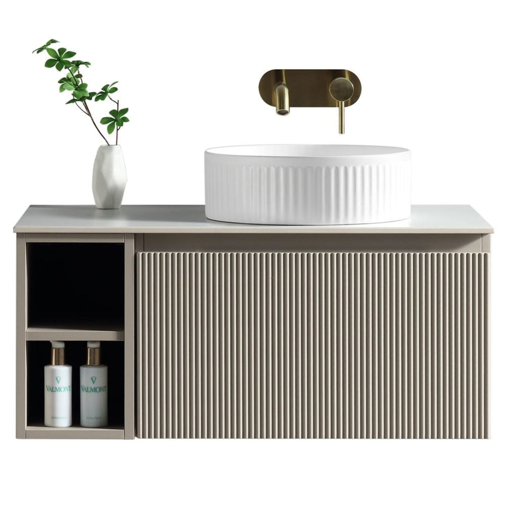 Astini Flauto 800mm Wall Hung Vanity Unit W/ LH Side Storage & RH Counter Top