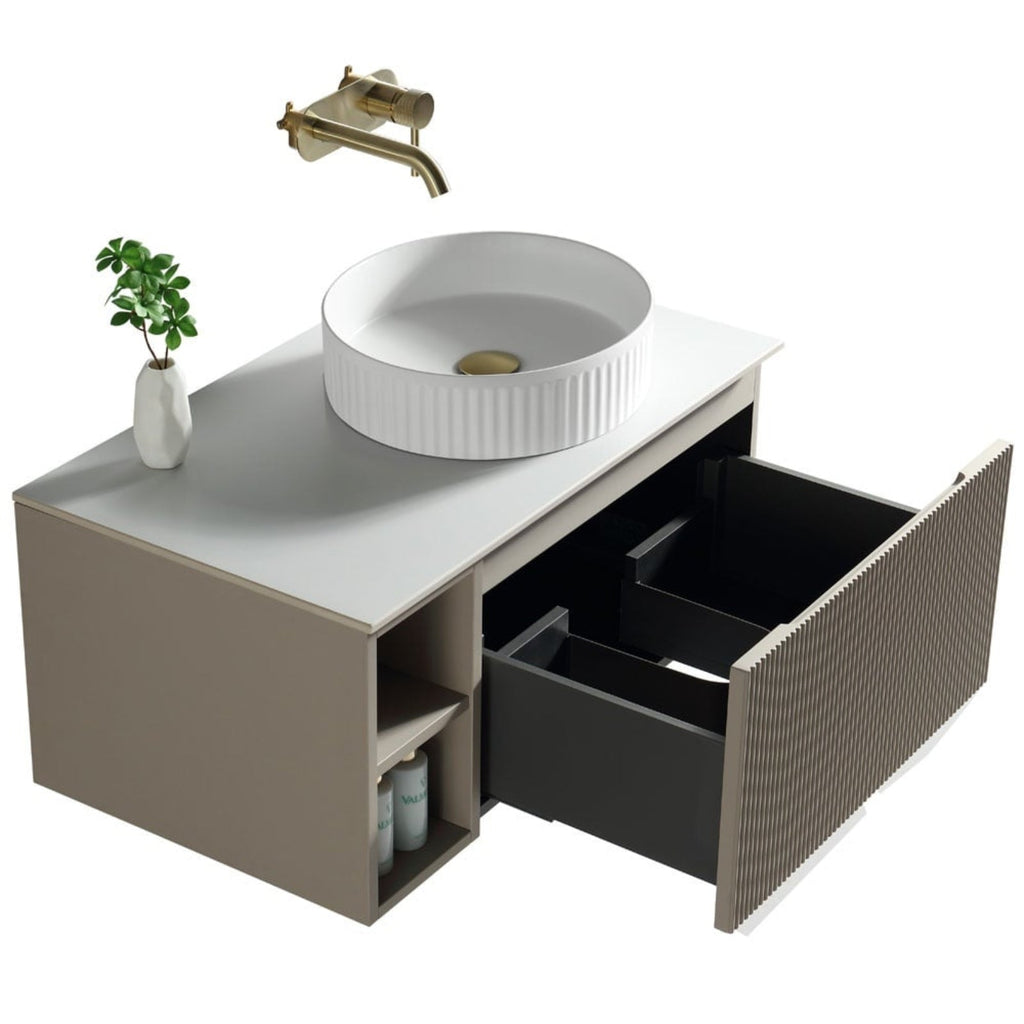 Astini Flauto 800mm Wall Hung Vanity Unit W/ LH Side Storage & RH Counter Top